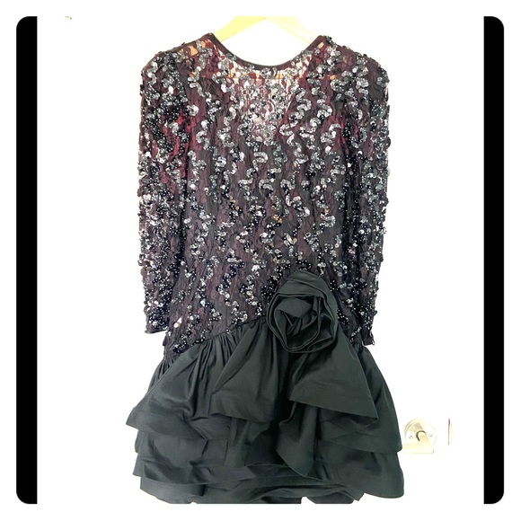 Vintage mini ruffle lace dress sz 4 - Picture 2 of 6